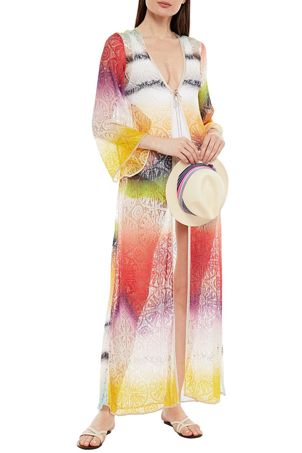 MISSONI MARE Metallic-trimmed crochet-knit coverup