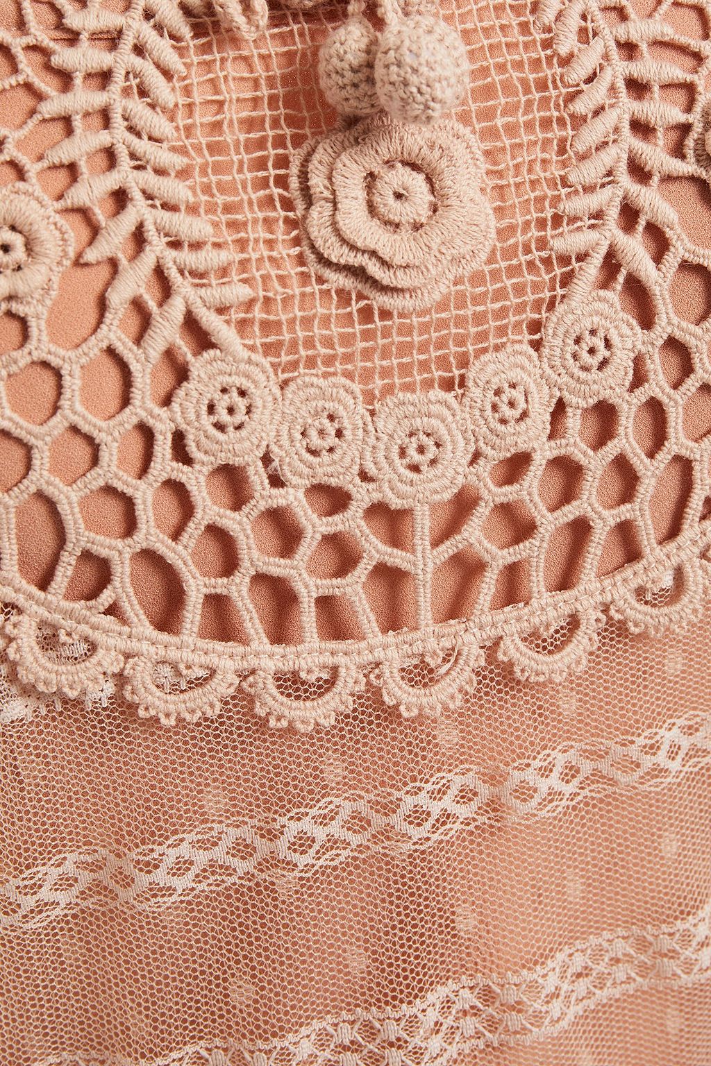 REDVALENTINO Crochet and point d'esprit mini dress