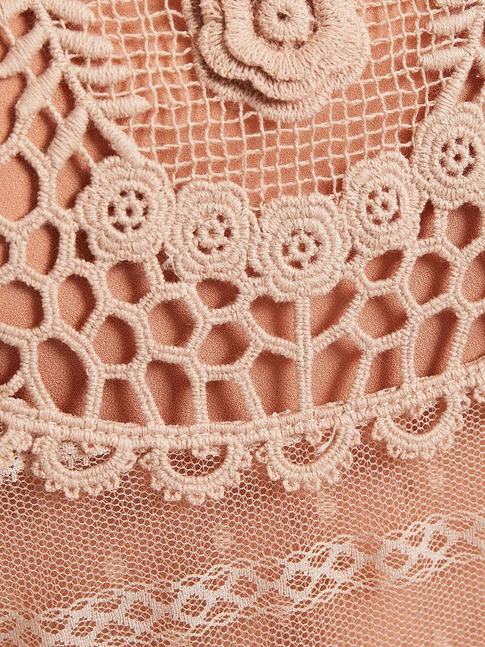 crochet and point d'esprit mini dress