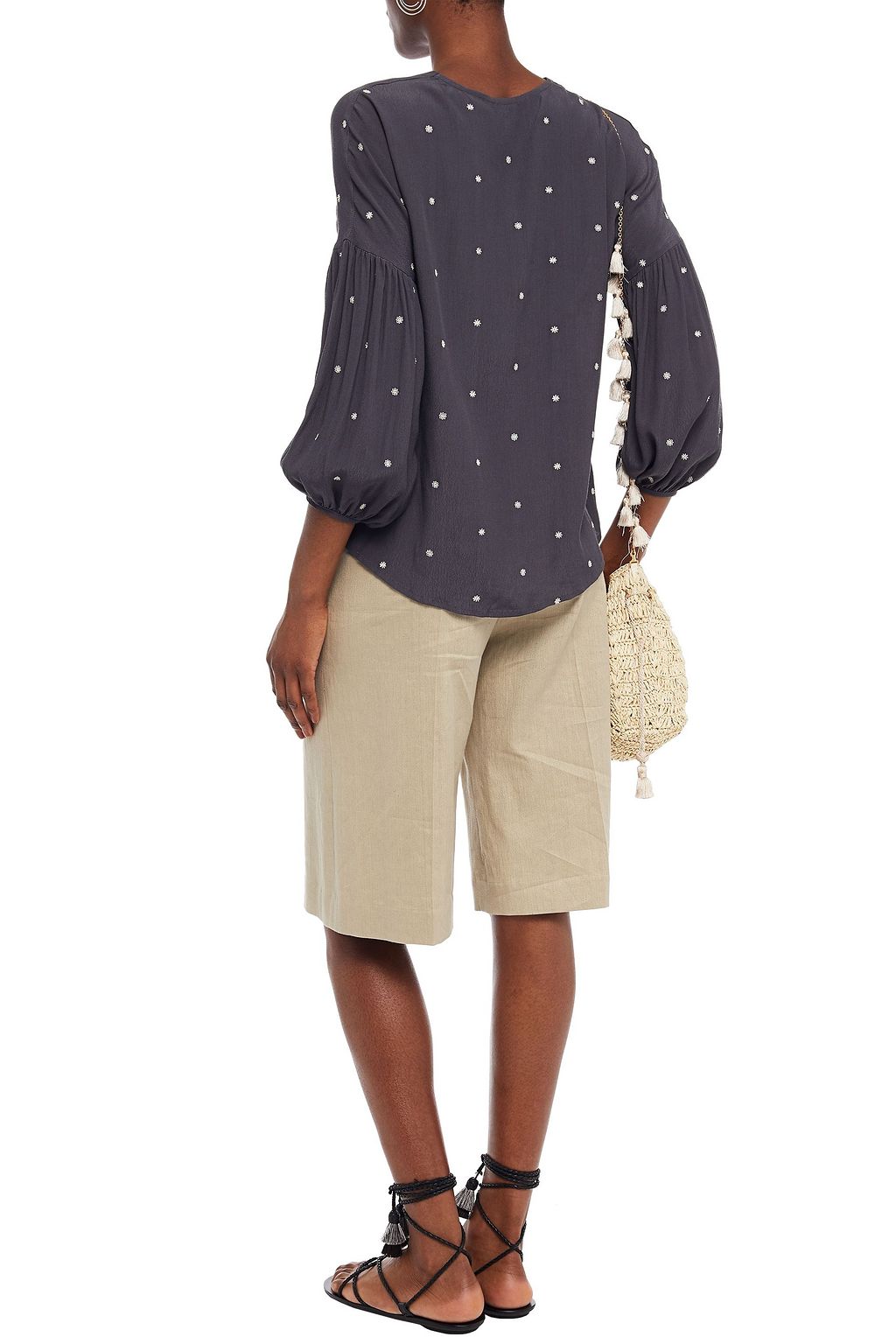 CHARLI Neda embroidered crepe top