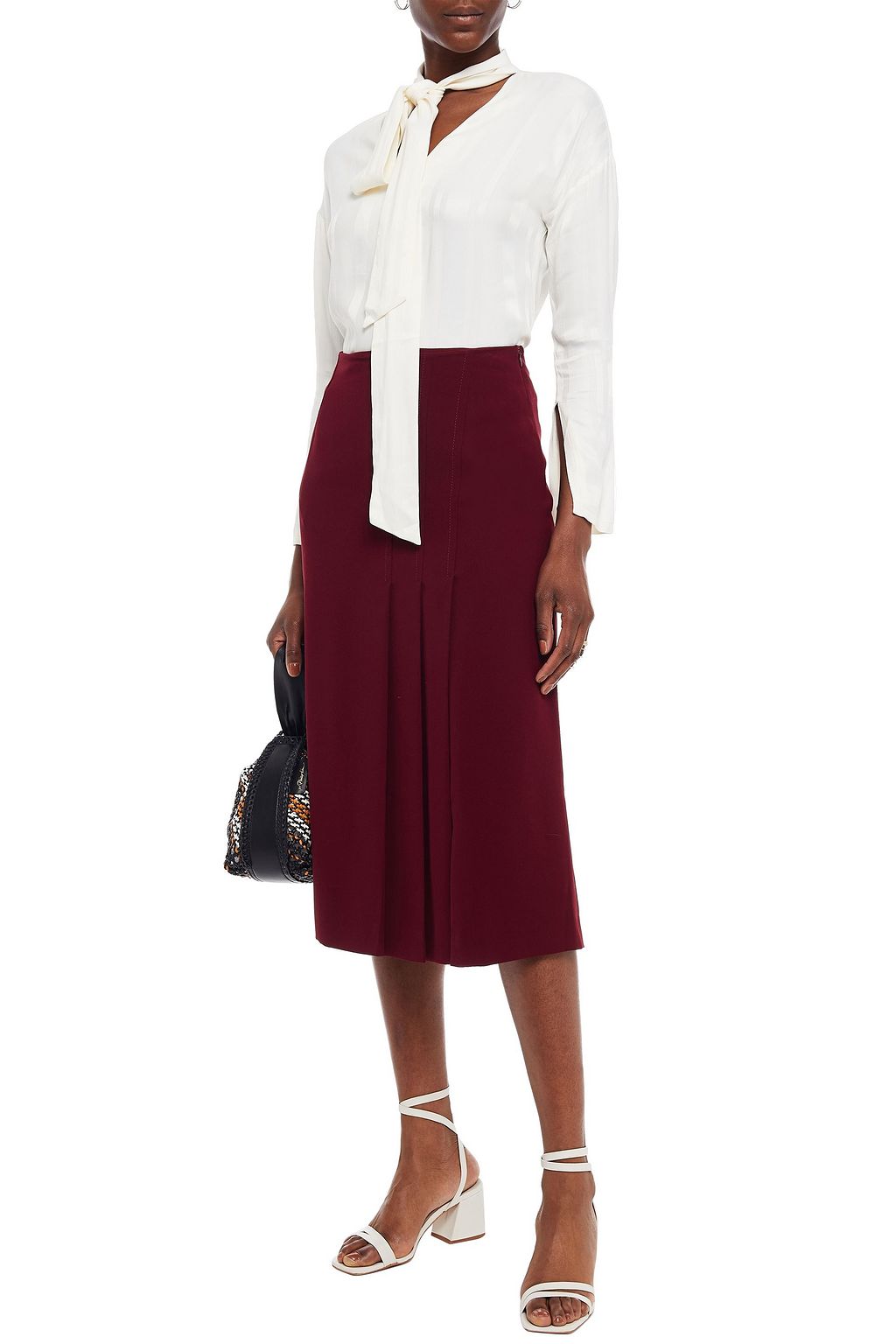 CHARLI Jacey pussy-bow satin-jacquard blouse