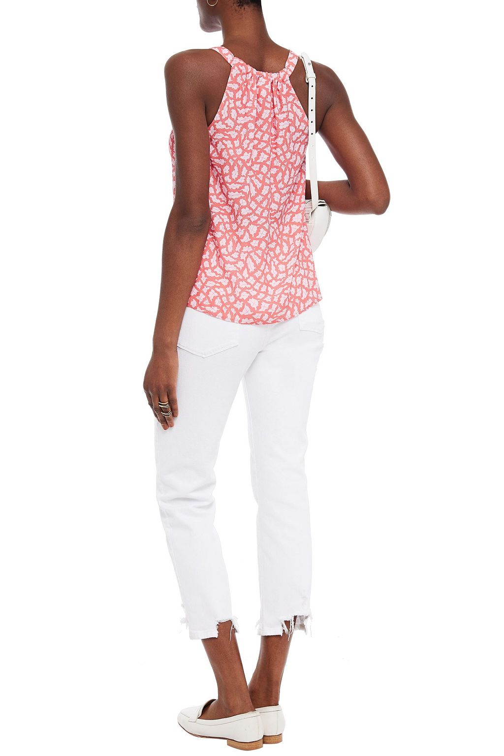 CHARLI Elsa gathered printed crepe top