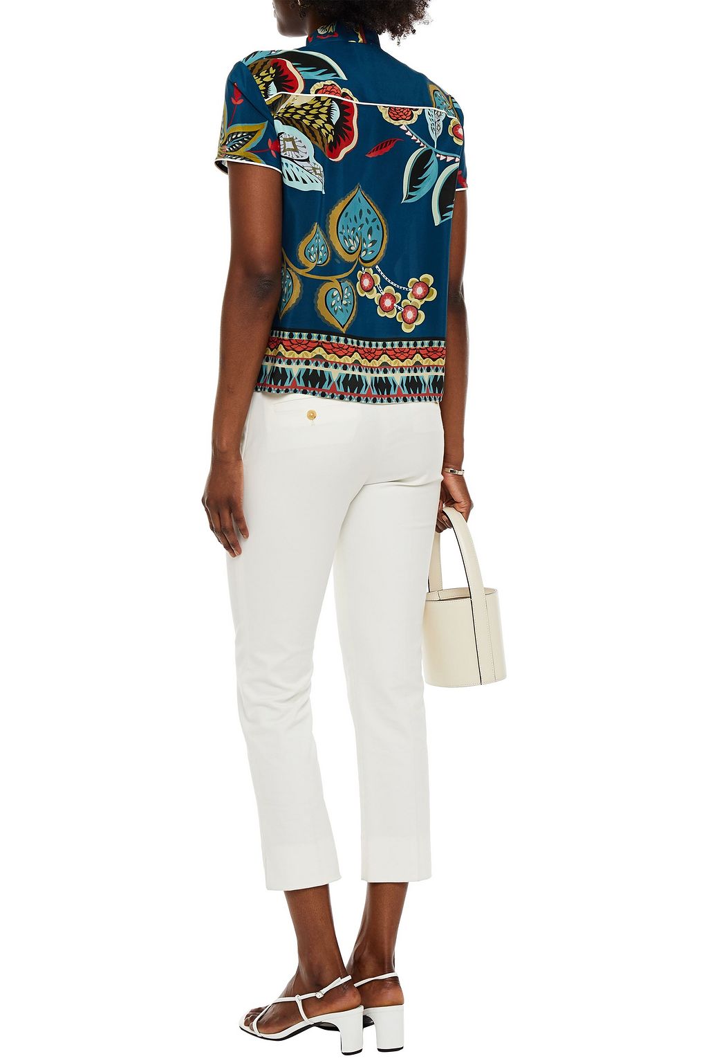 REDVALENTINO Pussy-bow floral-print silk-crepe de chine shirt