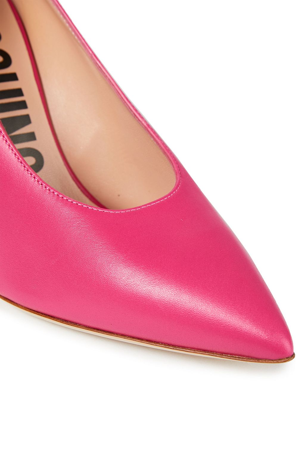 MOSCHINO Logo-appliquéd leather pumps