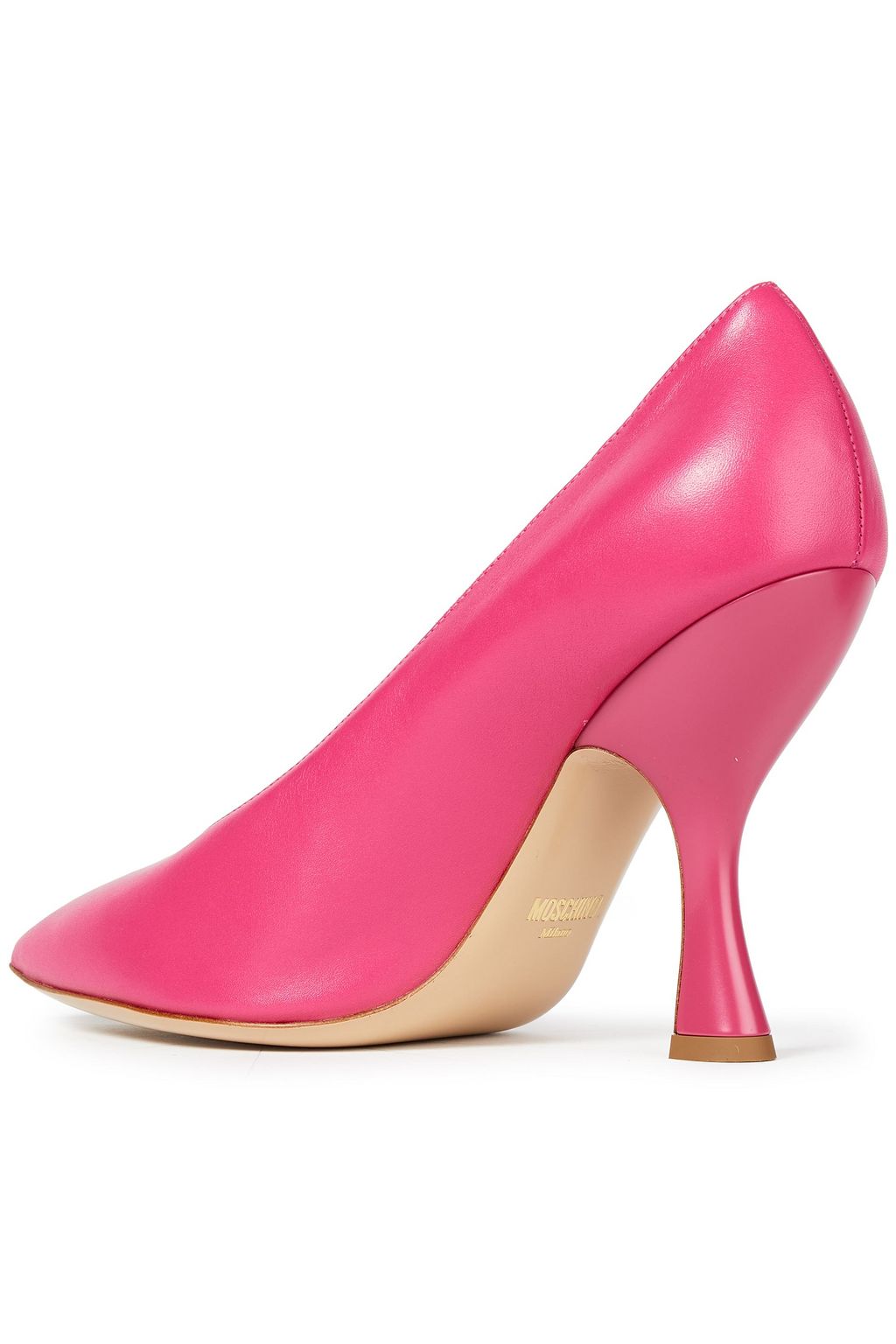 MOSCHINO Logo-appliquéd leather pumps