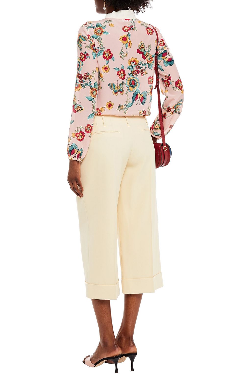 REDVALENTINO Pussy-bow floral-print silk crepe de chine blouse