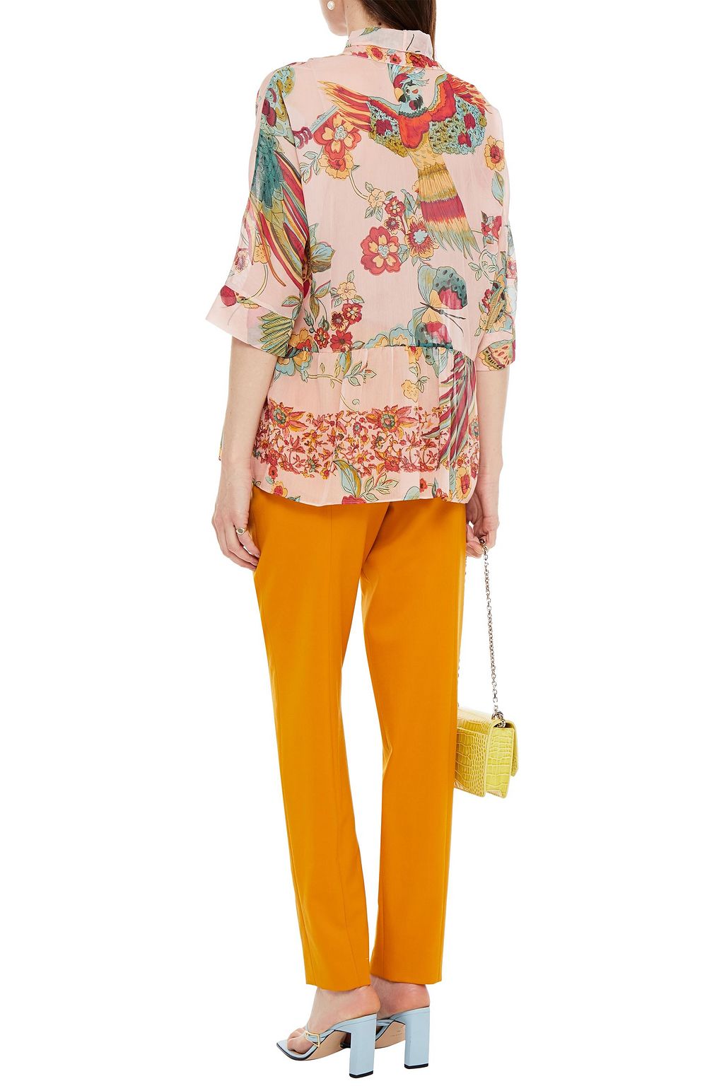 REDVALENTINO Pussy-bow printed cotton and silk-blend mousseline blouse