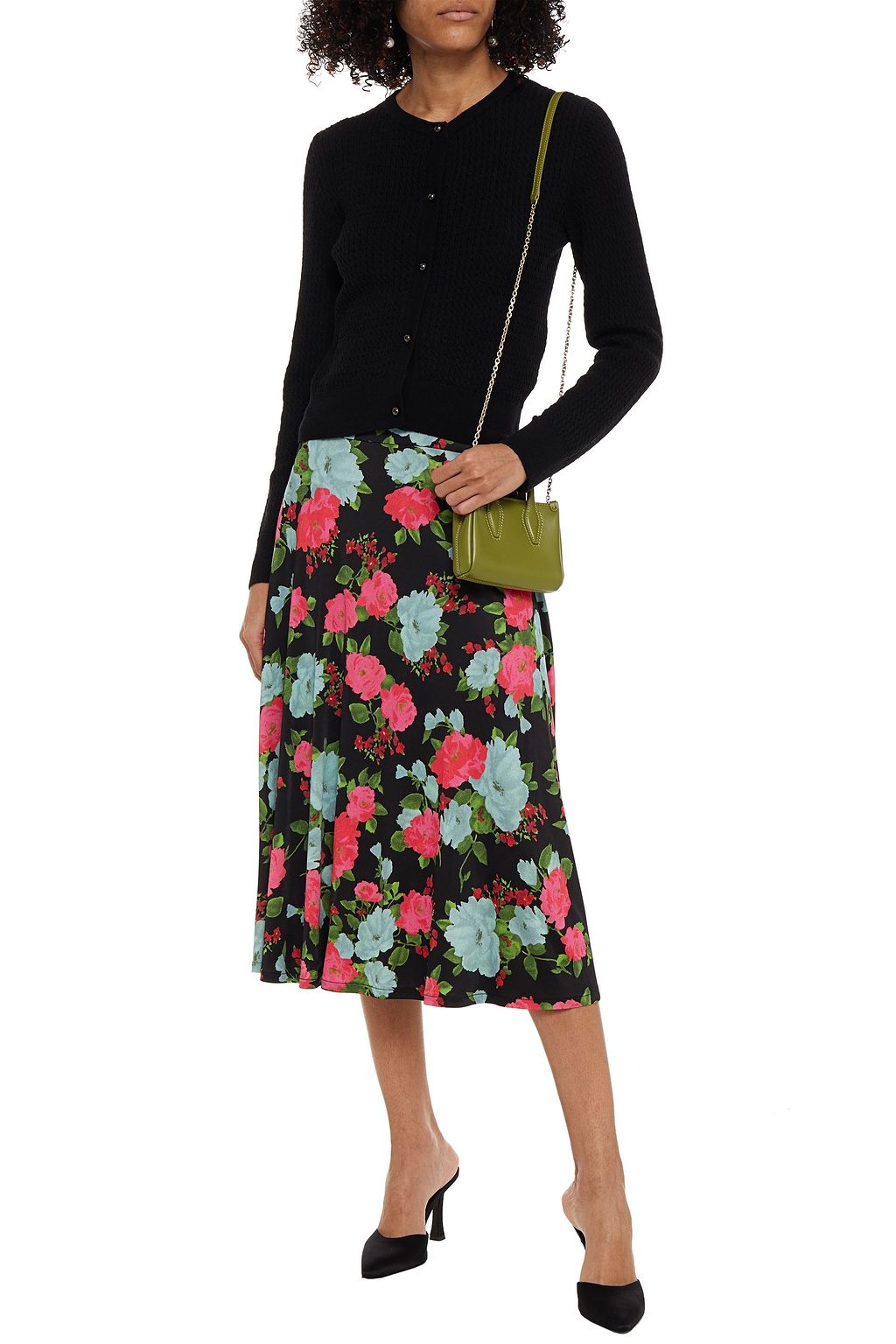 ERDEM Floral-print jersey midi skirt