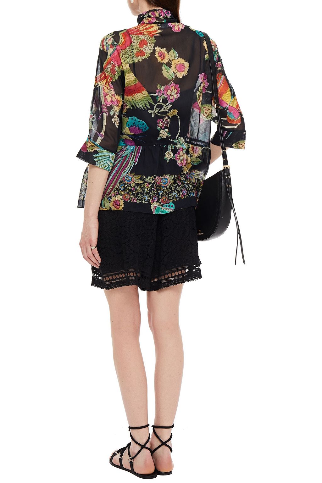 REDVALENTINO Pussy-bow printed cotton and silk-blend mousseline blouse