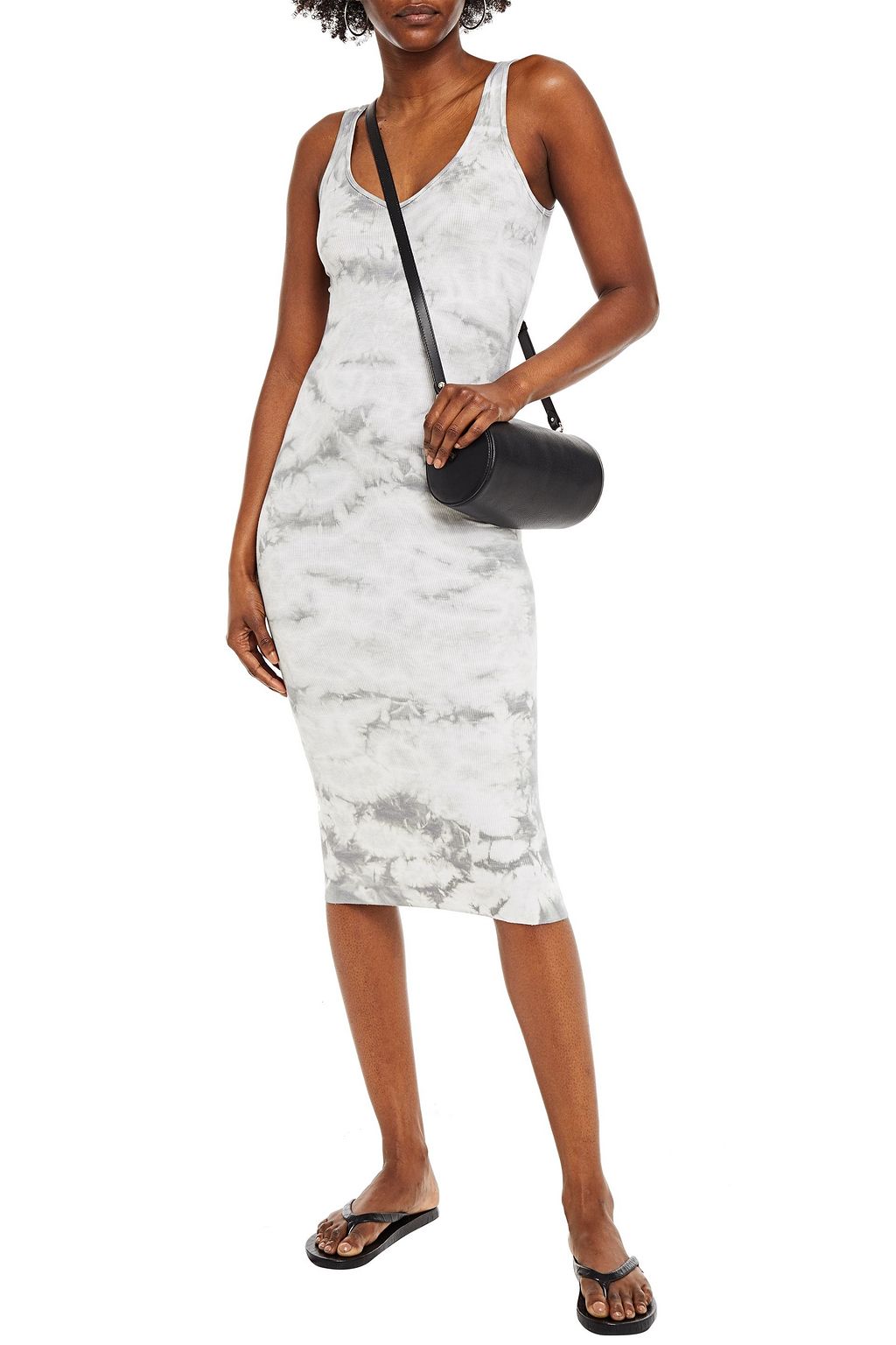 ENZA COSTA Ribbed tie-dyed jersey midi dress