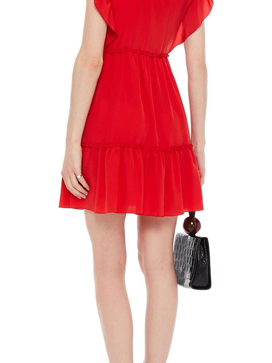 tiered ruffled silk crepe de chine mini dress