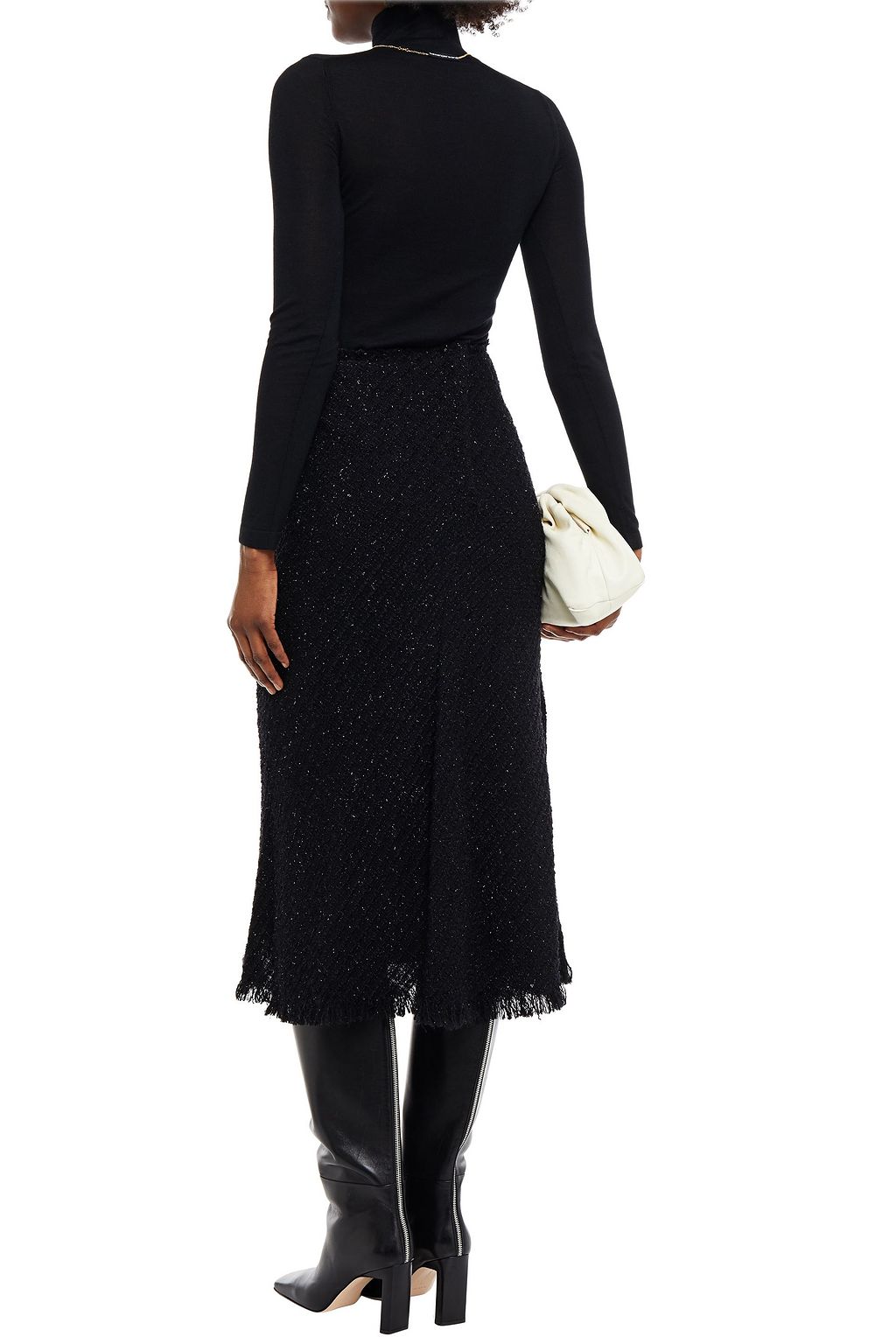 ALEXANDER WANG Fluted metallic tweed midi skirt