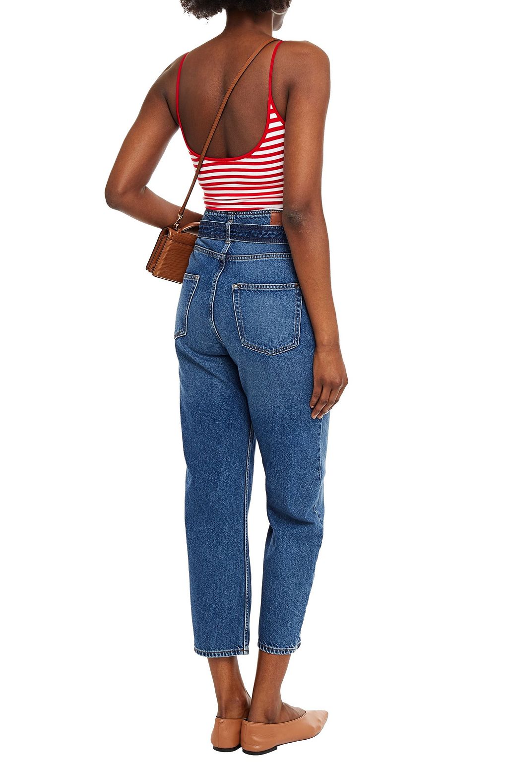 ENZA COSTA Striped Tencel-blend jersey bodysuit