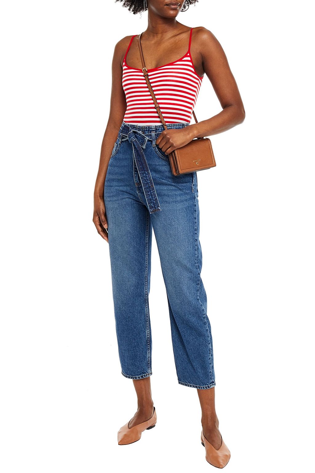 ENZA COSTA Striped Tencel-blend jersey bodysuit