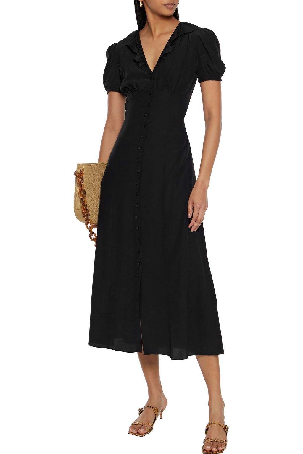 M MISSONI Ruffle-trimmed silk crepe de chine midi dress
