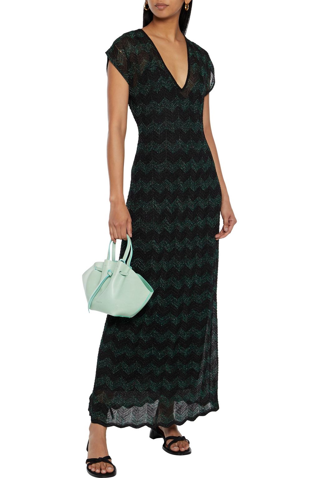 M MISSONI Metallic crochet-knit midi dress