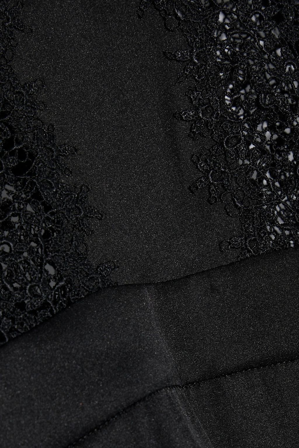 LA PERLA Lace-paneled silk-blend satin dress