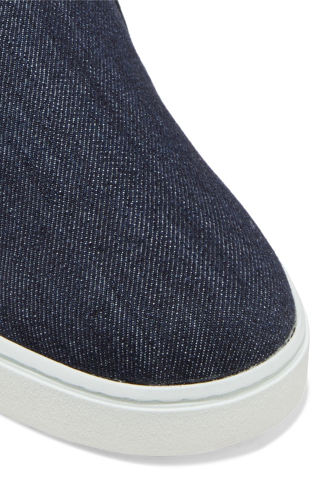 GIANVITO ROSSI Venice leather-trimmed denim slip-on sneakers