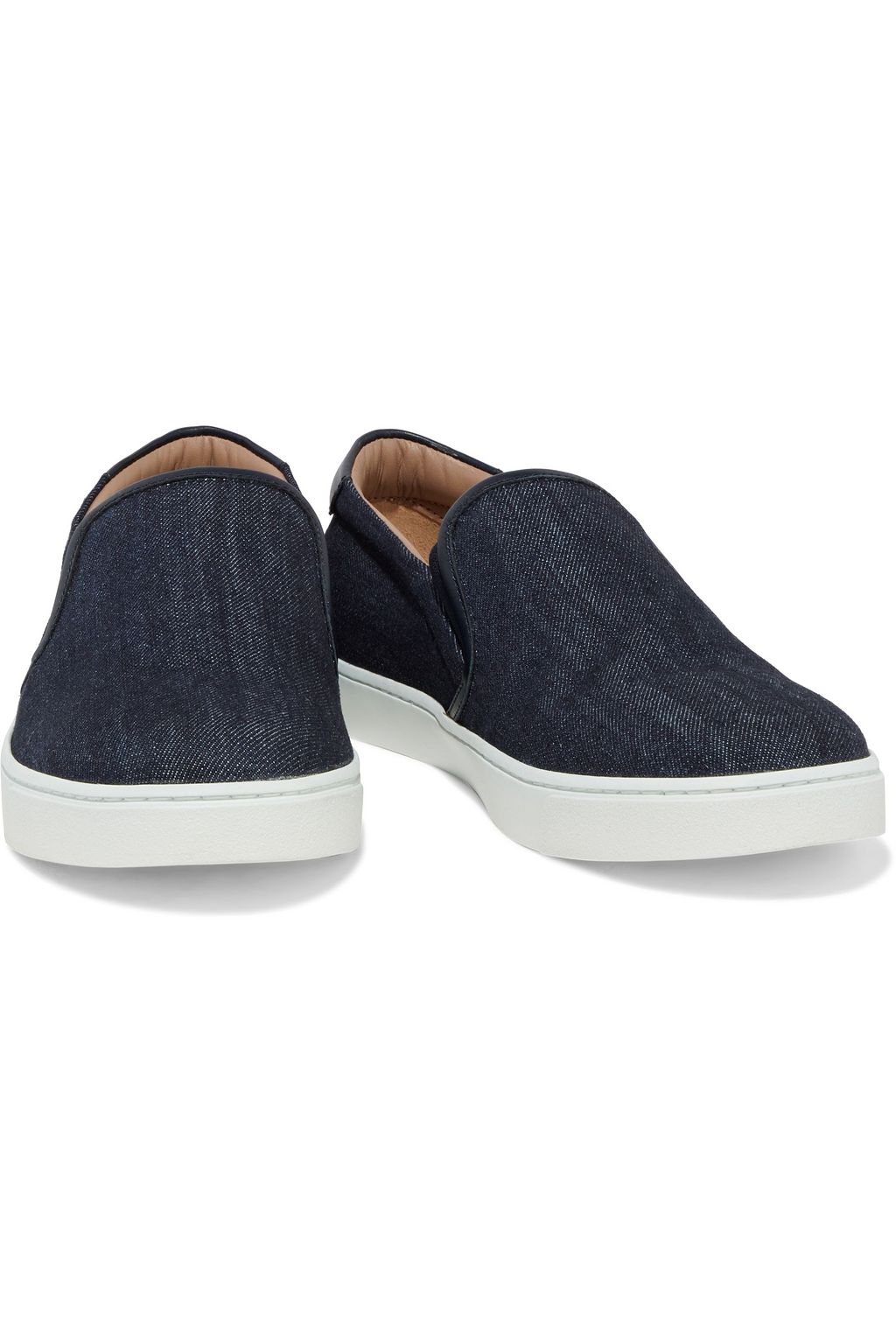GIANVITO ROSSI Venice leather-trimmed denim slip-on sneakers