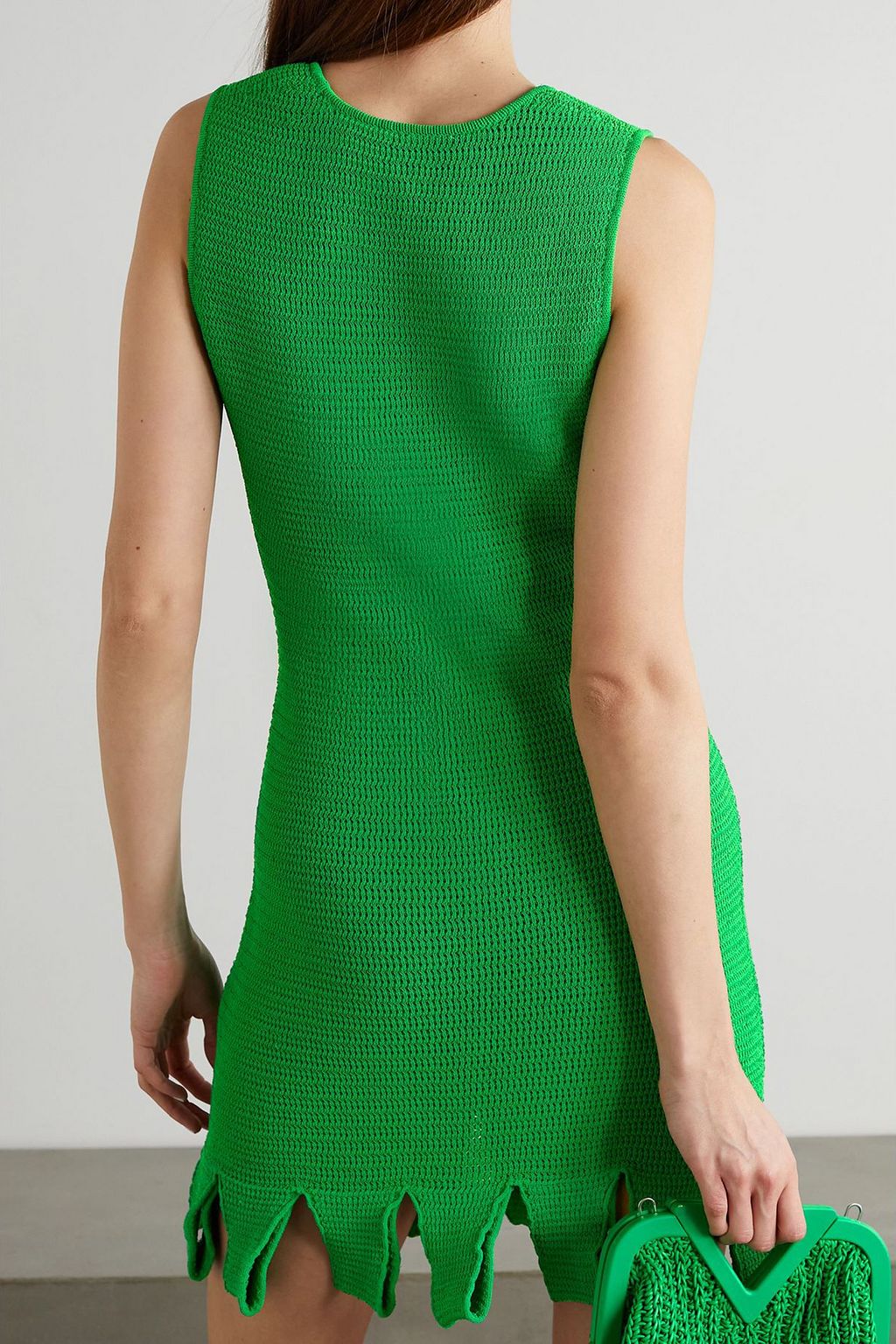 BOTTEGA VENETA Open-knit cotton-blend mini dress