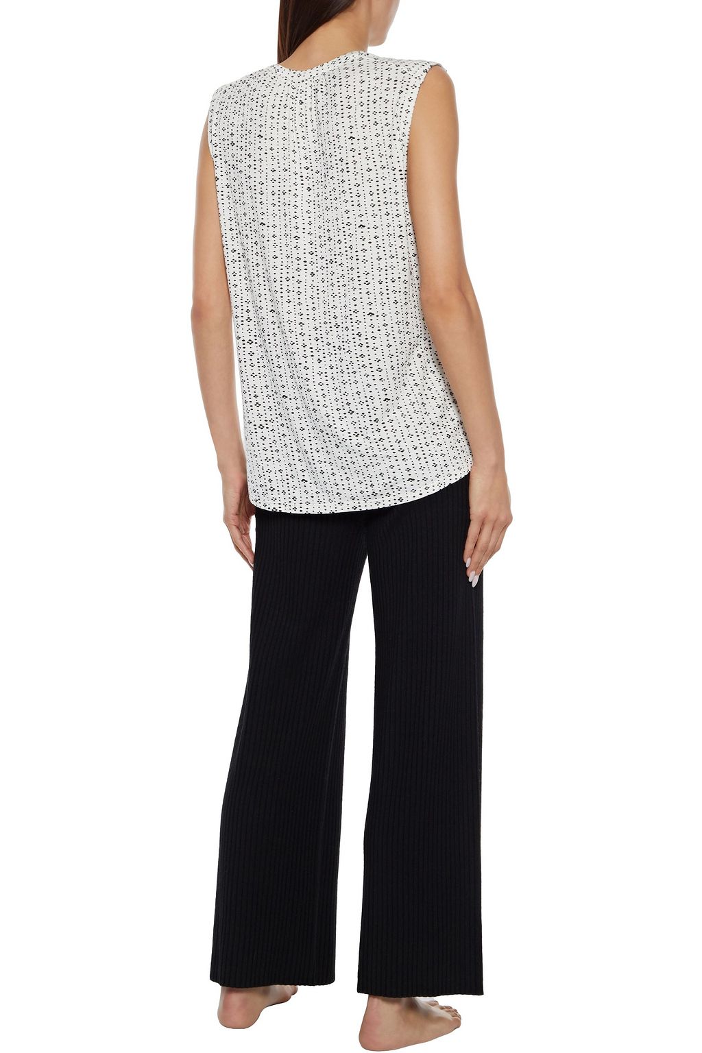 EBERJEY Printed stretch-modal pajama top