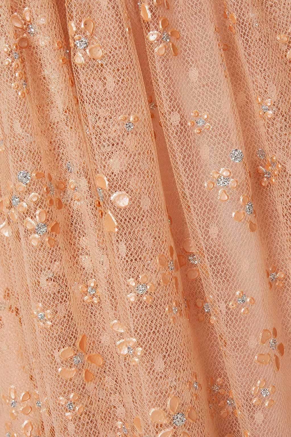 REDVALENTINO فستان من التول البراق مزين بطبعات على شكل زهور