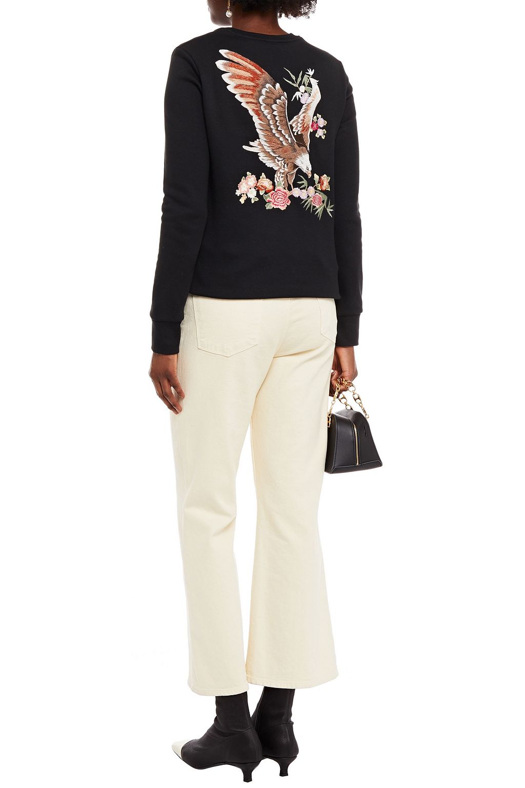 REDVALENTINO Embroidered French cotton-blend terry sweatshirt