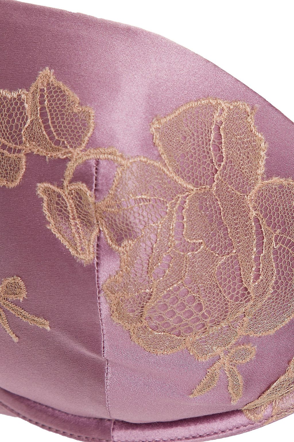 CARINE GILSON Lace-paneled embroidered stretch-silk satin balconette bra