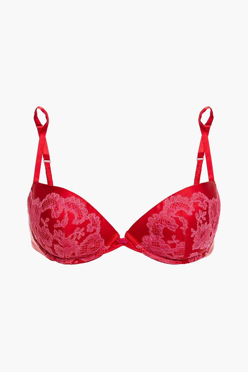 CARINE GILSON Chantilly lace-trimmed silk-satin push-up bra