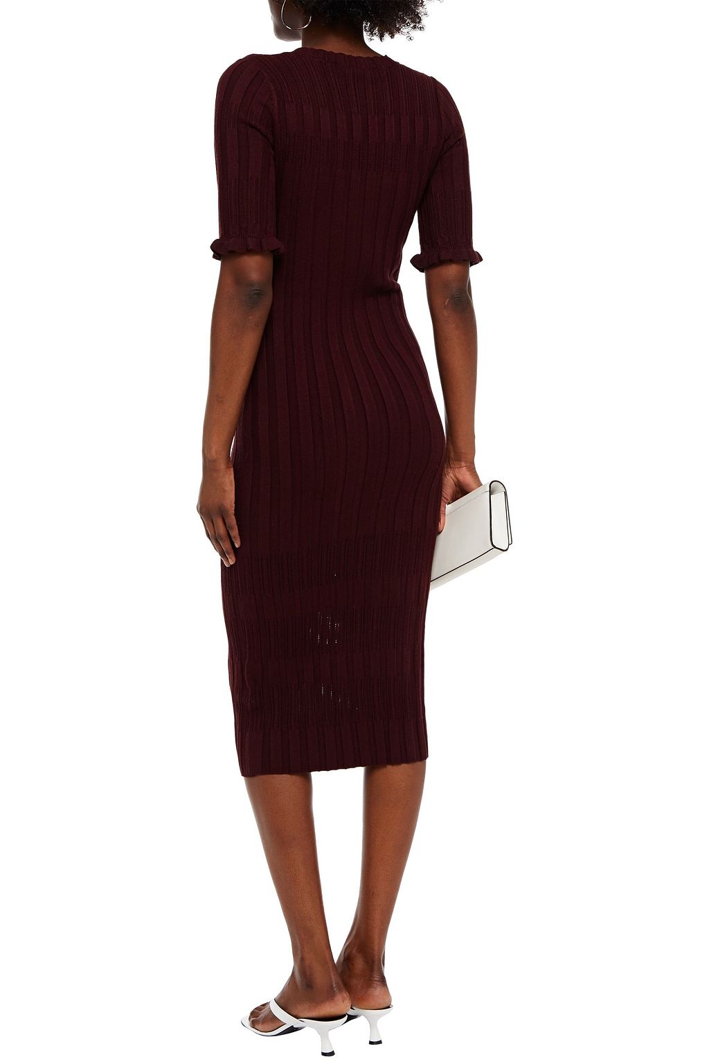 JOIE Pointelletrimmed ribbedknit midi dress THE