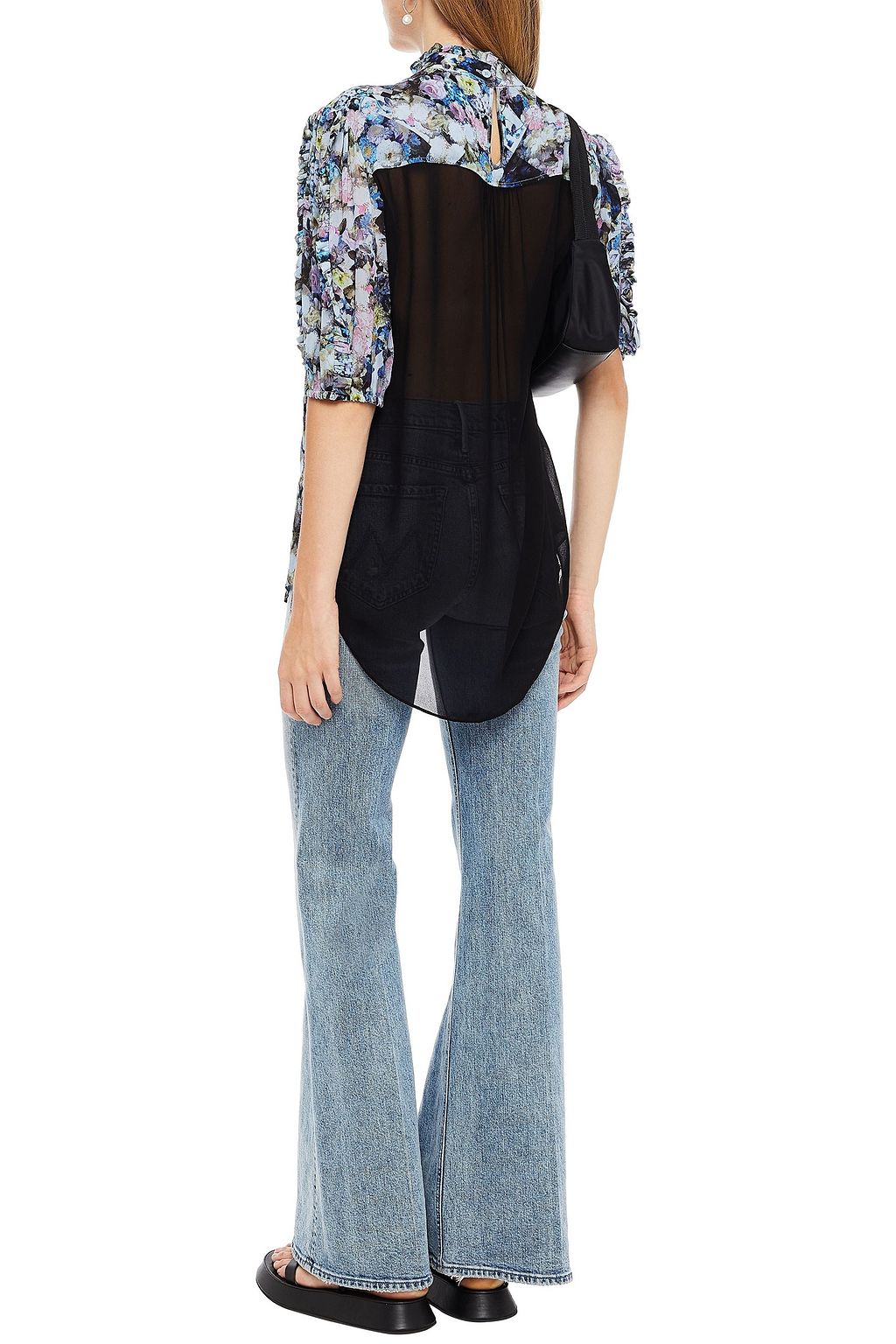 PREEN LINE Ruffle-trimmed floral-print chiffon top