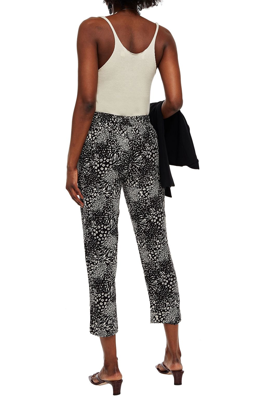 JOIE Cropped leopard-print crepe de chine tapered pants