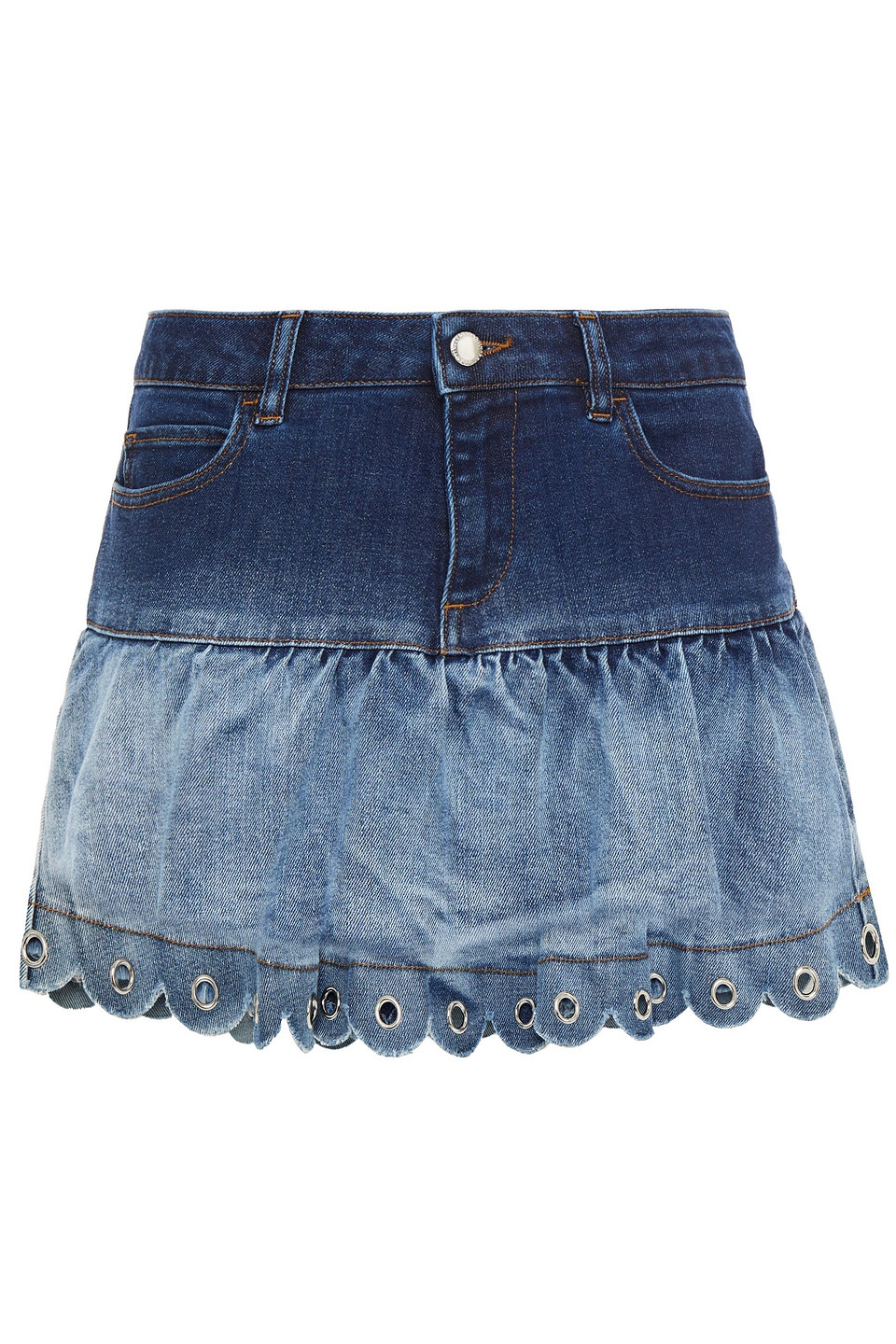 REDValentino - Eyelet-trimmed dégradé denim mini skirt - Blue - IT 40