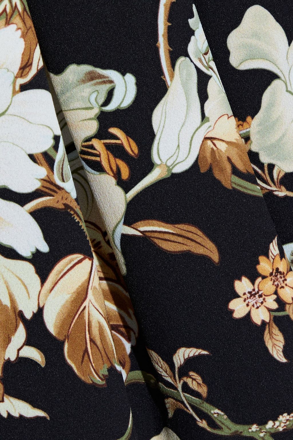 OSCAR DE LA RENTA Pleated floral-print crepe dress