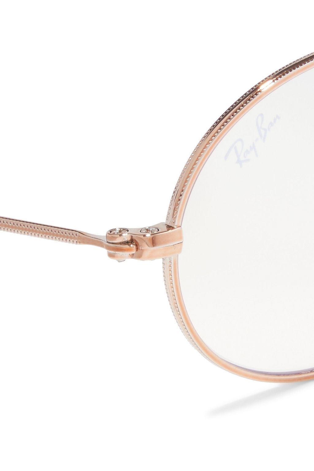 RAY-BAN Oval-frame rose gold-tone sunglasses