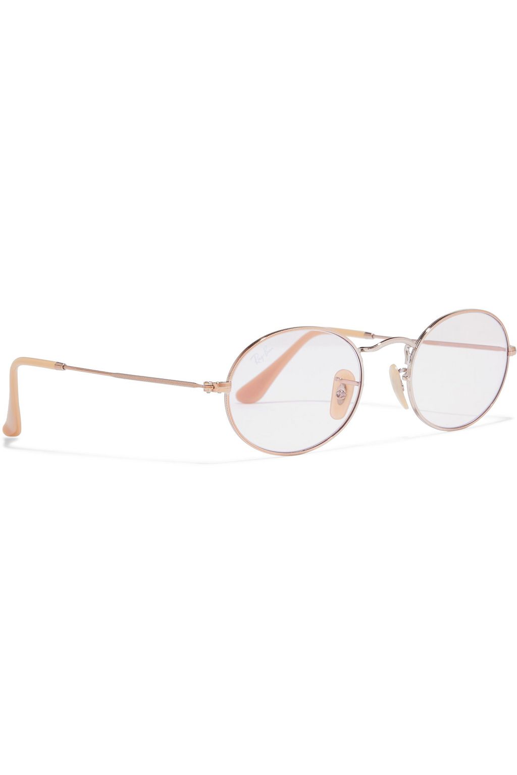 RAY-BAN Oval-frame rose gold-tone sunglasses