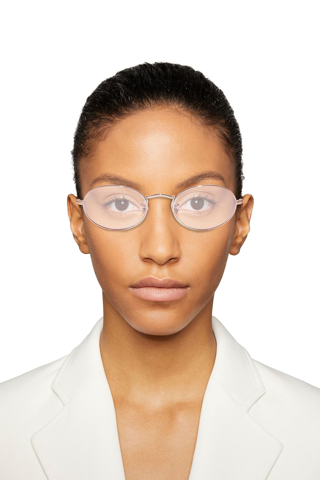 RAY-BAN Oval-frame rose gold-tone sunglasses