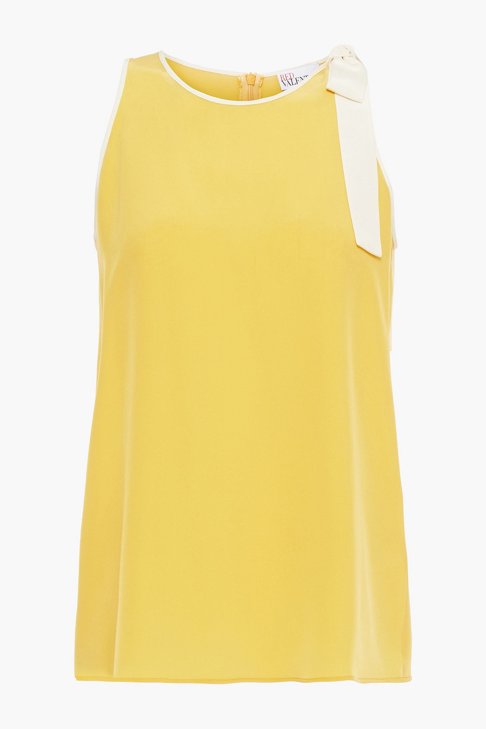 redvalentino - bow-embellished silk crepe de chine top - yellow - it 44