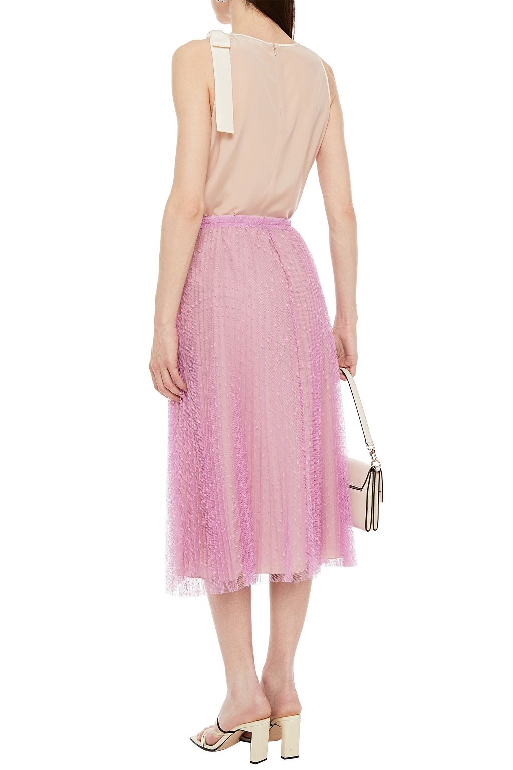 REDVALENTINO Bow-embellished silk crepe de chine top