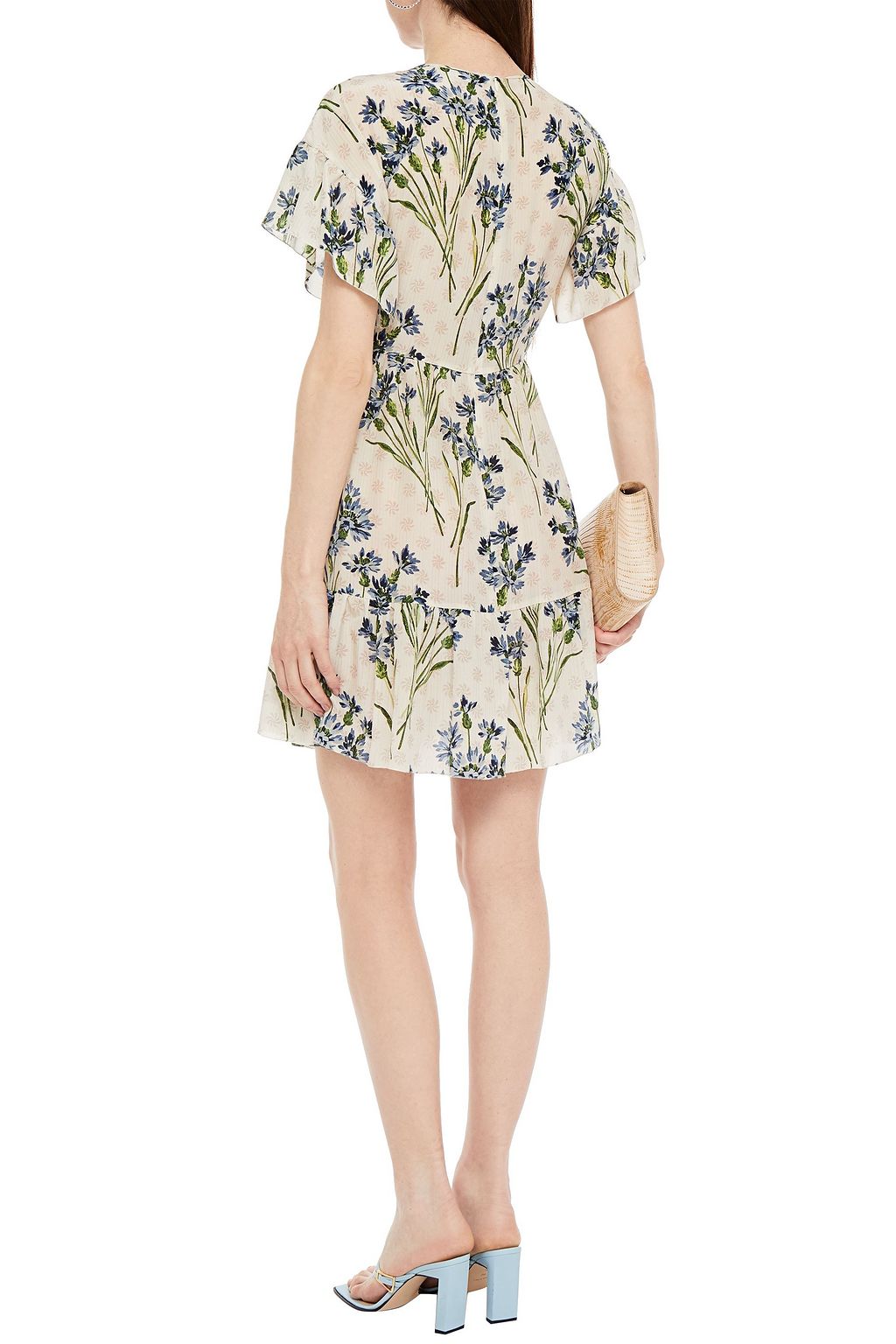 REDVALENTINO Gathered floral-print silk crepe de chine mini dress