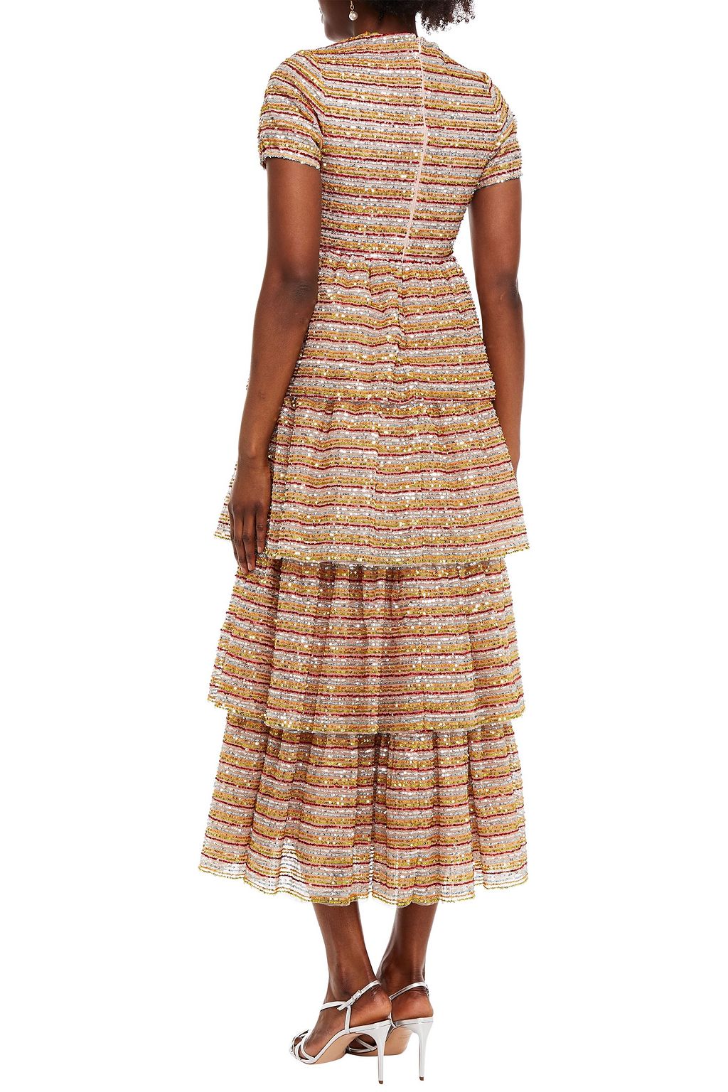 REDVALENTINO Tiered sequined tulle midi dress