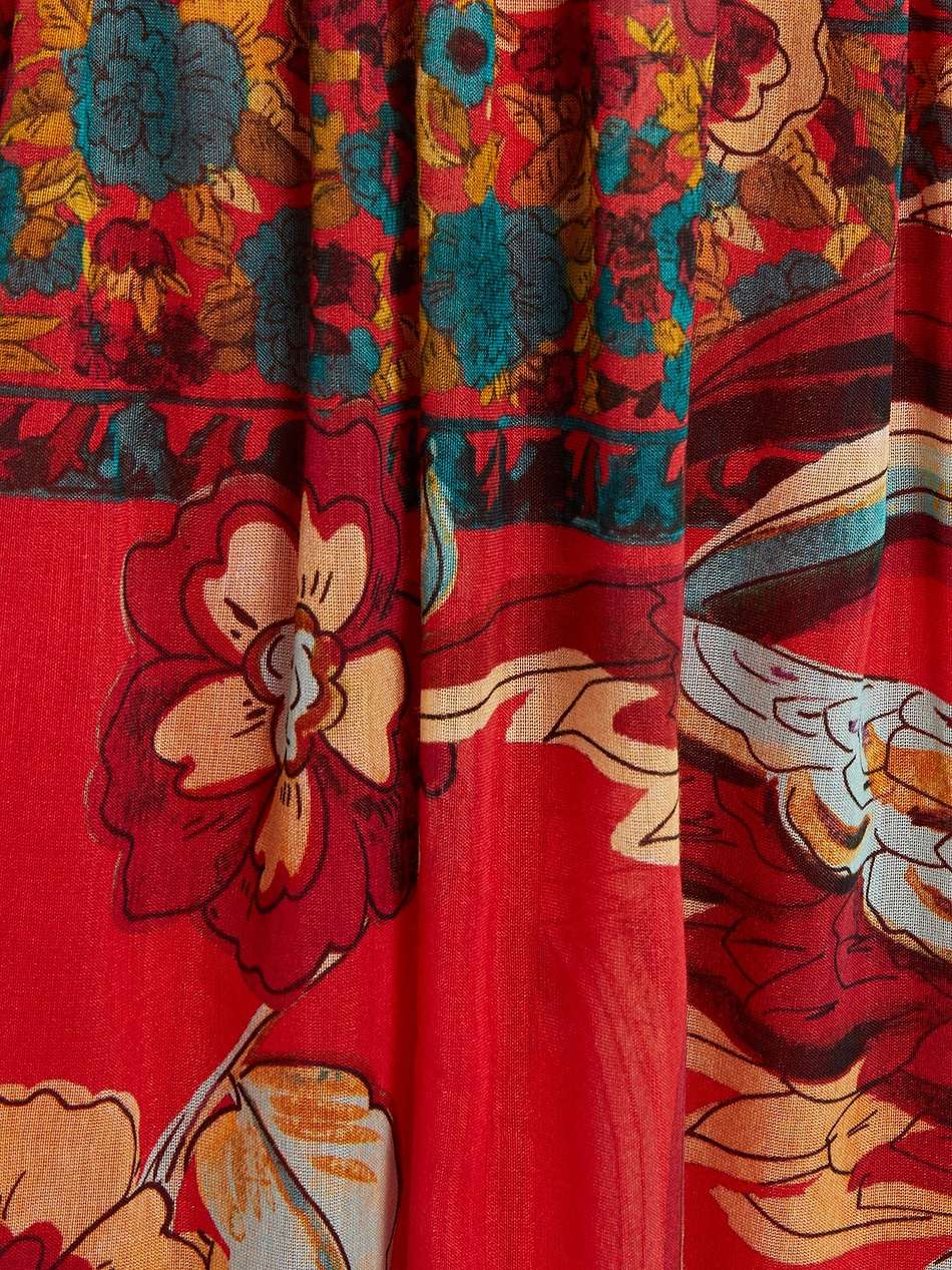 gathered printed cotton and silk-blend voile midi dress