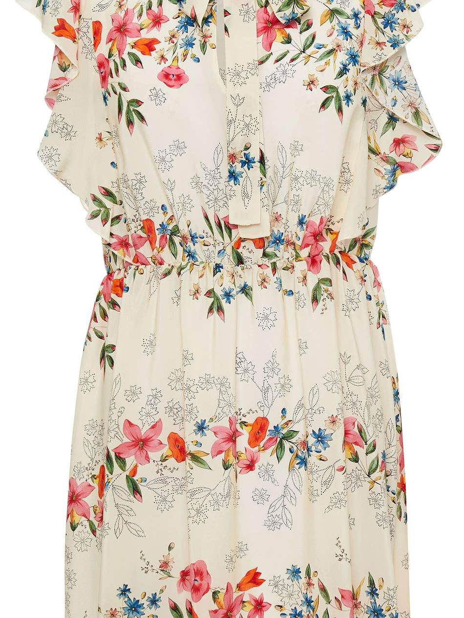 pussy-bow floral-print silk-crepe de chine mini dress