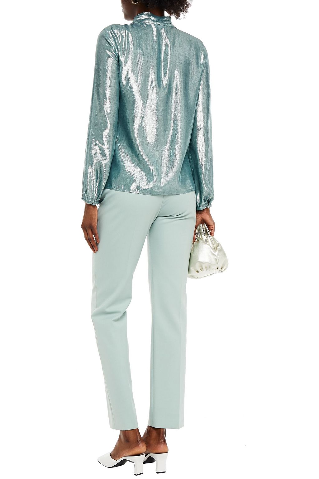 REDVALENTINO Pussy-bow lamé blouse
