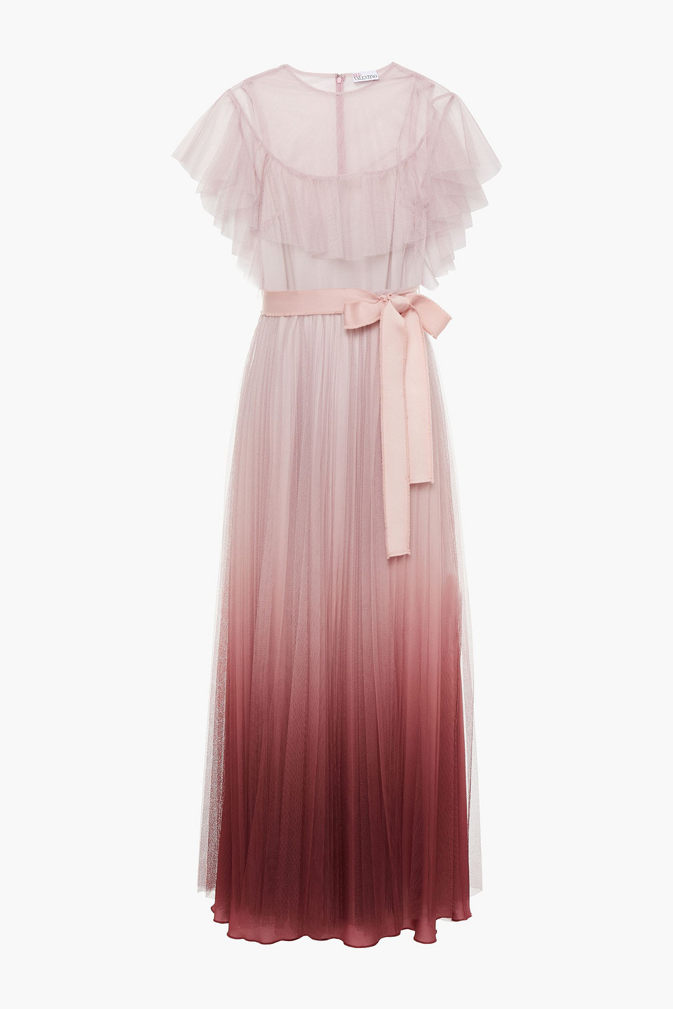 REDValentino - Pleated dégradé tulle midi dress - Pink - IT 40
