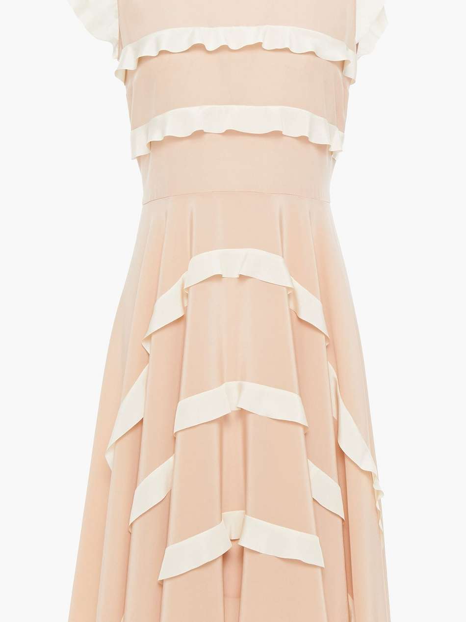 ruffled silk crepe de chine dress