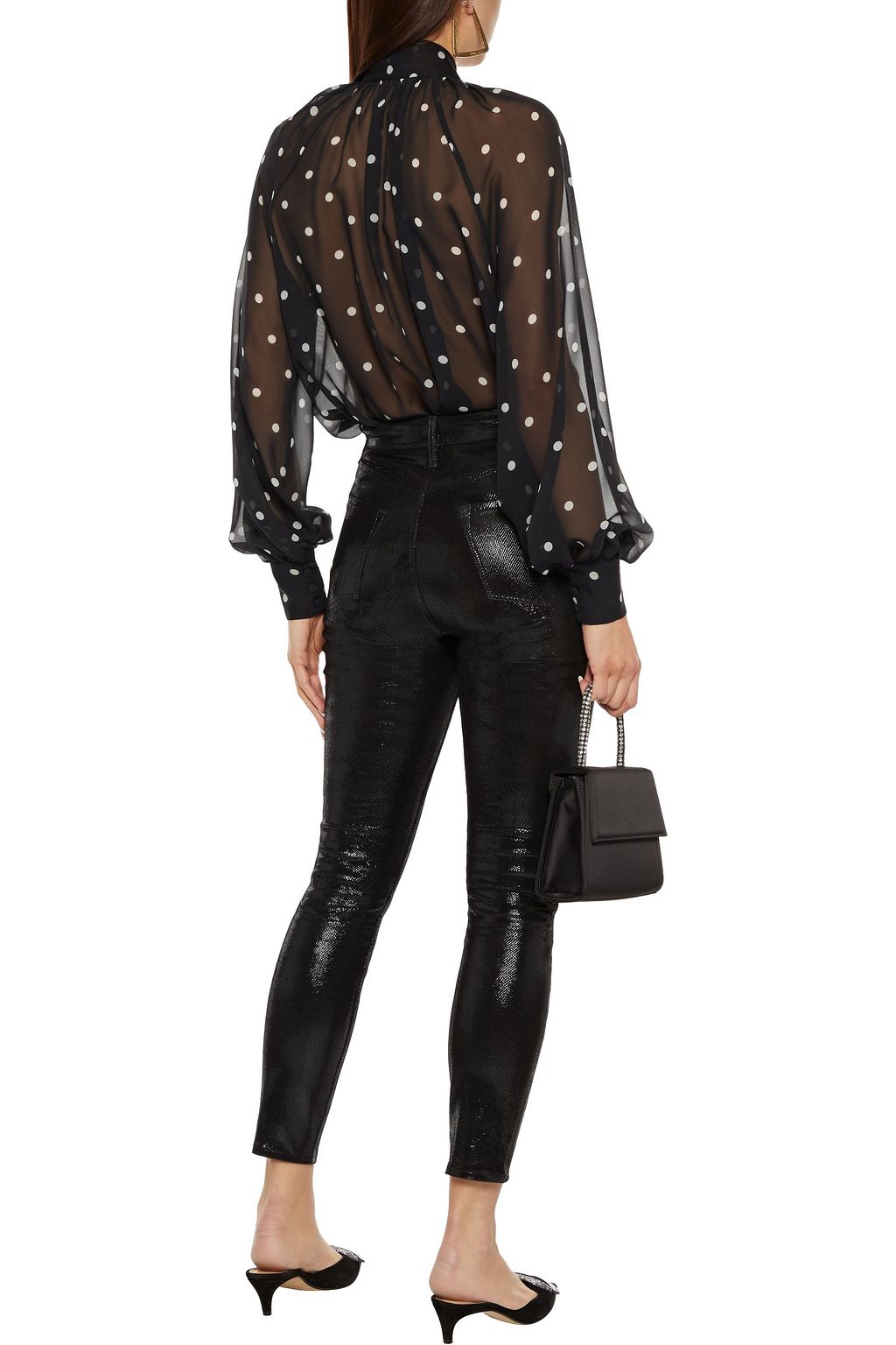 J BRAND Lillie cropped coated snake-effect leather skinny pants