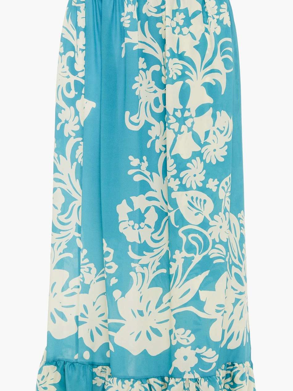 floral-print silk crepe de chine maxi wrap skirt