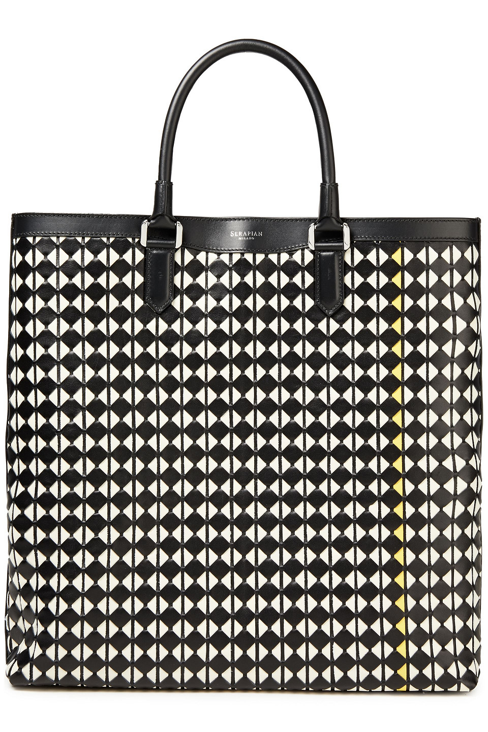 Serapian Woman Mosaico Leather Tote Yellow Size --
