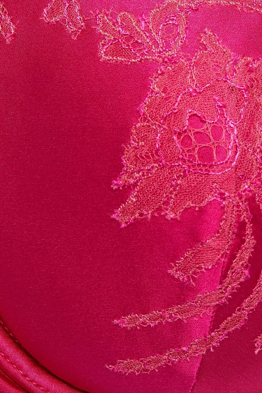 CARINE GILSON Chantilly lace-trimmed stretch-silk satin underwired balconette bra